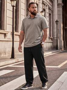 COMVAIL Plus Size Men's Solid Color Short Sleeve Polo Shirt And Casual Pants Set, Vacation, Father's Day Gifts - Multicolor - View 1