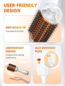 SHEGLAM HAIR Blowout Bliss Volumizing Hot Air Brush,Blow Dry Brush,Blow Dryer Brush,Hair Dryer And Styler Volumizer For Drying Straightening Curling Volumizing Hair,GLOSS PRO™ Coating,Motor Speed 33000RPM,Quick Blow Dry,3 Adjustable Temp Settings,No Tugs,No Tangles & No Snags Thermal Blowout Brush,Electric Brush For Style All Lengths & Textures - Silver - View 8
