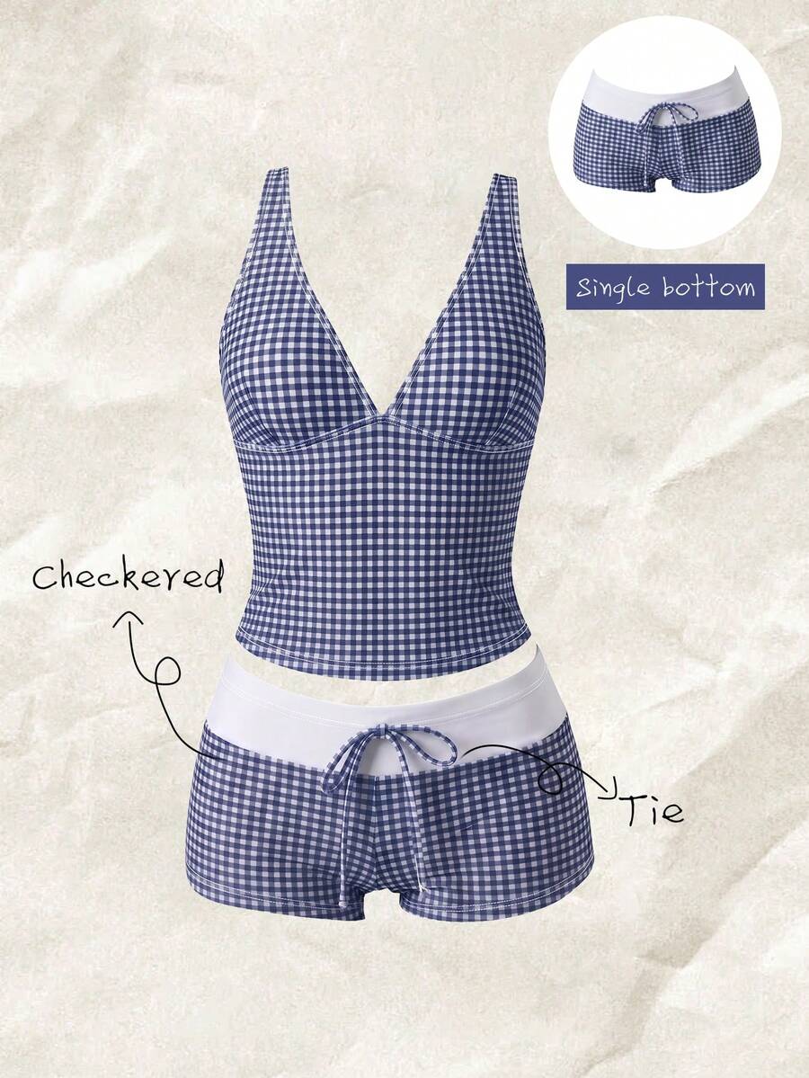 Elavelle Damen Bikinihose mit hoher Taille, Schleifenprint, Frühling/Sommer - Verschiedenfarbig - Übersicht 1