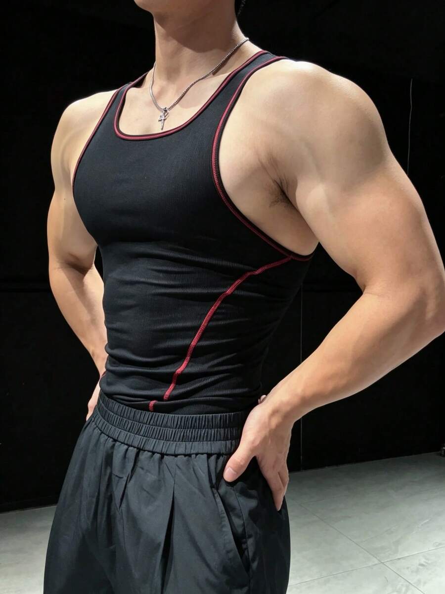 RISE LYT Men's Colorblock Casual Versatile Daily Travel Sports T-Shirt - Black - View 1