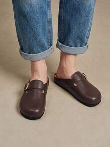 Solecia Hebilla de metal, Zapatos tipo mule retro para desplazamientos de diseño delgado - Lista Uno Marrón - Ver 7