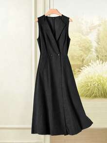 Rusticease Basic Women's Winter Clothes Black Fall Outfits Elegant Long Dress Casual Dresses Formal Dress Country Party Dresses Going Out Outfits Birthday - Matte Black - View 4