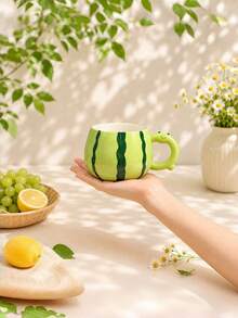 Creative Watermelon Ceramic Mug Gift Box With Lid & Straw, Cute Summer Couple Water Cup, Birthday Gift For Girls - Multicolor - View 6