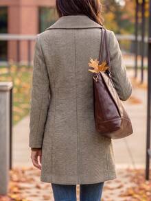 Holdful Holdful Women's Solid Color Single-Breasted Fashion Versatile Daily Overcoat - Khaki - View 2