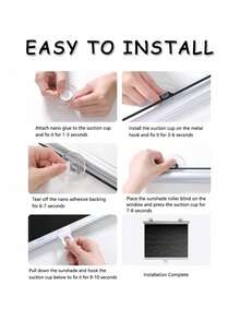 1PC Retractable Blackout Roller Blind Window Sun Shade Heat Insulation Curtain For Balcony Bathroom Home Office Window Cove - black - View 11