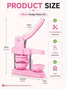 Button Maker No Installation Required. The Button Maker Button-Making Materials, Images, And A Round Cutter. - pink - View 4