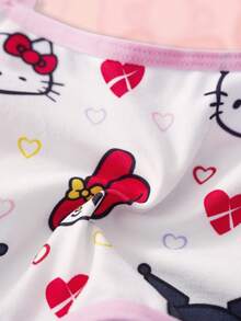 HELLO KITTY AND FRIENDS | SHEIN قميص كاجوال يومي مطبوع برسوم كرتونية للفتيات المراهقات - الأسود - مشاهدة 5