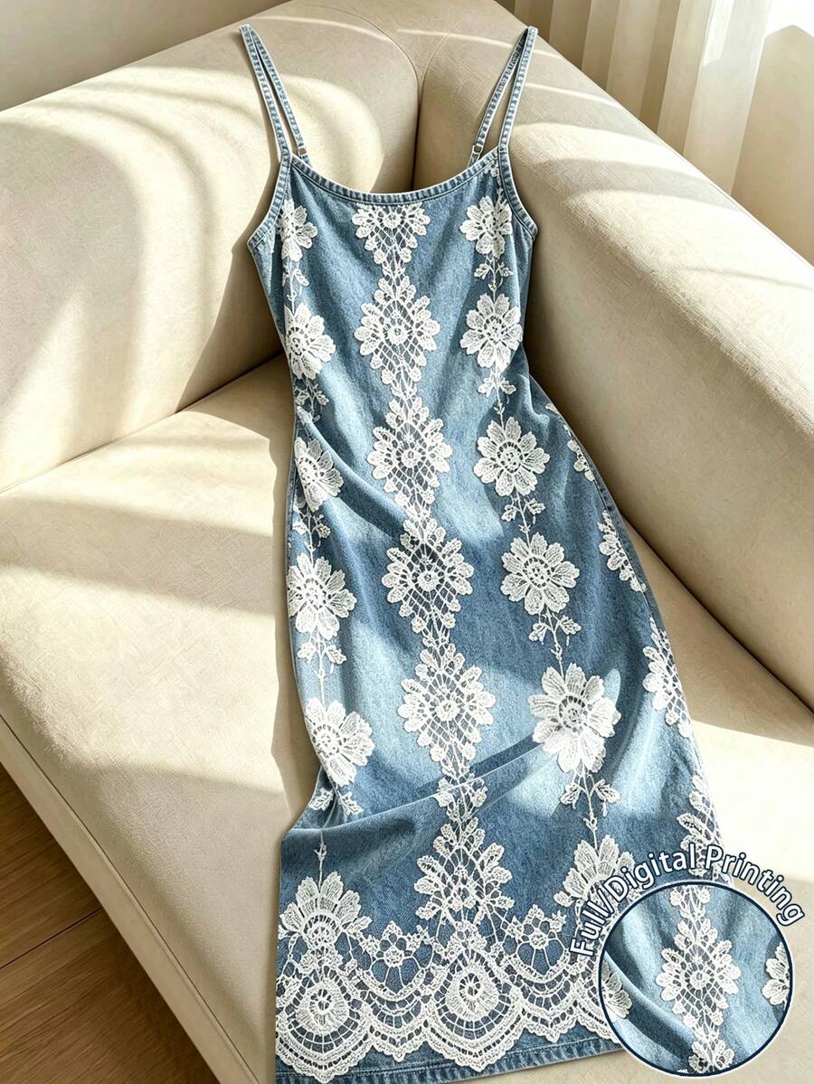 Resyla 女款全印花休閒日常夏季細肩帶洋裝 - 彩色 - 查看 1