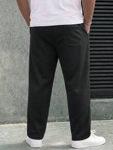 DRIVNCORE Plus Size Solid Color Casual Loose Fit Sweatpants, Suitable For Spring - Black - View 2