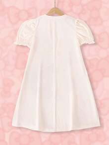 HELLO KITTY AND FRIENDS | SHEIN 1 Stück Lässiges Cartoon-Muster Kleid für Tween-Mädchen - Aprikosenfarben - Übersicht 2