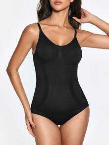 SHAPORA 1pc Women's Seamless Backless Jumpsuit, Slimming Shapewear, Abdominal Control, Flat Tummy, Tight Bodycon Jumpsuit, Wearable Shapewear - Black - View 2