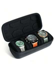 Portable Watch Organizer With Handle Scratch-Resistant Interior Watch Case With Flip For Men AndWomen Multifunctional Watch Box For Home TravelWatch Collectors Ideal Gift For Men Women WatchAccessories Home Organization Decor Travel Essentials - Black - View 11