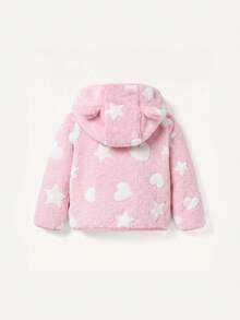 Cozy Pixies 女嬰連帽抓絨外套與遮肚長褲2件套，中厚款 - 粉色 - 查看 2