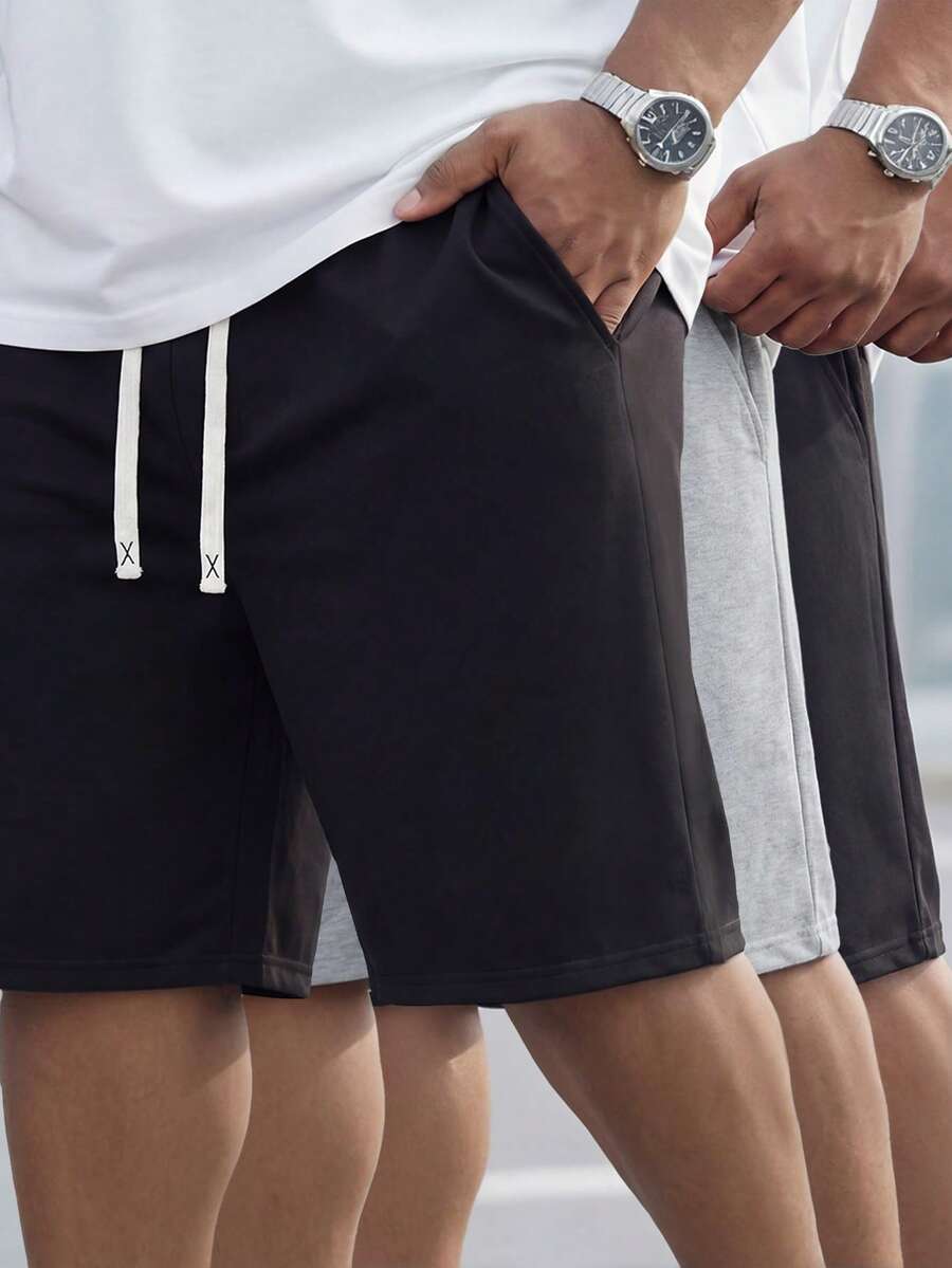 Genlund Pantalones Cortos Para Hombre De Talla Grande Con Cordón Ajustable Y Color Sólido - Multicolor - Ver 1