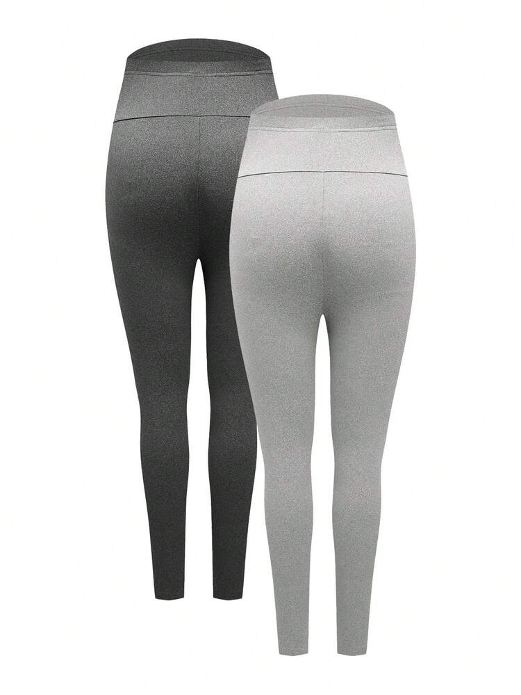 Modmama Maternity 2pcs Solid Elastic Waist Leggings, High Elasticity Leggings, Leggings For Autumn/Winter - Grey - View 2