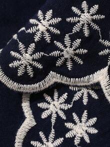 DAZY 女童圓領刺繡無袖上衣與寬鬆長褲 2 件組 度假風套裝 - 藍色 - 查看 3