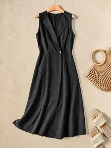 Rusticease Basic Women's Winter Clothes Black Fall Outfits Elegant Long Dress Casual Dresses Formal Dress Country Party Dresses Going Out Outfits Birthday - Matte Black - View 1