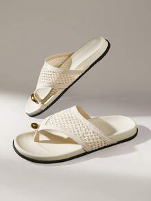 Solecia Damen Schuhe Frühling und Sommer neu gewebt goldene Dekoration flacher Absatz lässig einfach apricot Damen Sandalen Strand Dating Reisebekleidung - Aprikosenfarben - Übersicht 7