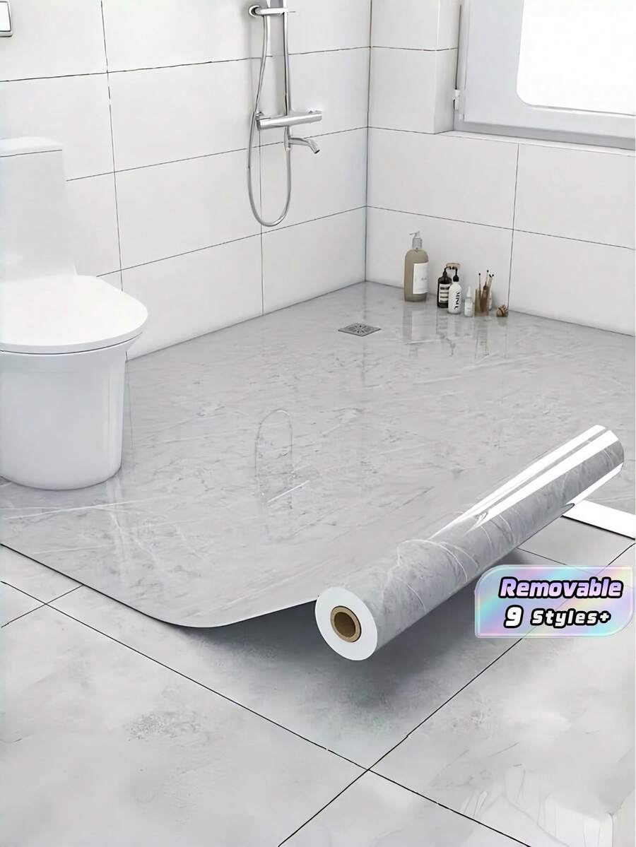1 Roll Glossy Marble Wallpaper Self Adhesive Waterproof Oilproof PVC Tile Floor Sticker 3D Wall Decal For Living Room Kitchen Bedroom Bathroom Ceiling Cabinet DIY Home Renovation Decor - multicolor - View 1