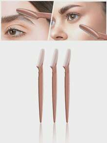 1/6/12/24/30/60PCS Coffee Color Eyebrow Trimmer & Shaver Set, Eyebrow Trimmer & Shaver, Exfoliating & Depilatory Tools, Eyebrow Blades, Christmas Gift, Cosmetics, Makeup Tools, Travel, Travel Essentials - brown - View 9