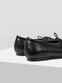Mnmlis Women Shoes Spring Summer Elastic Rope Round Toe Flat Heel Flat Bottom Ballet Soft Leather Low Vamp Shoes Commuter Daily Fall Shoes - Black - View 5