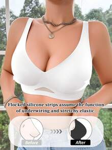 LustreForm Women's Seamless Push-Up Lift Bra, Jelly Bra, Anti-Sagging, Wireless, Comfortable, Minimalist Soft Molded Cup, 1pc - White - View 3
