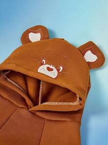 Care Bears X PETSIN 1件 Tenderheart 熊卡通印花棕色刷毛保暖連帽衛衣，適用於貓狗，彈性舒適，適合舒適的室內時光或寒冷夜晚的戶外散步 - 棕色 - 查看 5