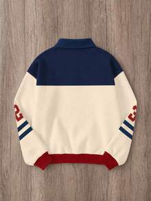 Manfinity Joysei Sweat-shirt à col avec imprimé lettre California vintage américain, convient aux adolescents et aux passionnés de mode qui aiment le vintage américain et recherchent un style collégial minimaliste - Multicolore - Voir 2