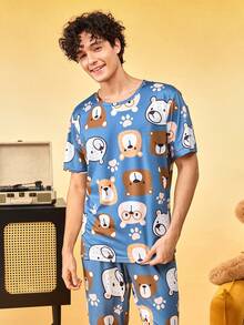 Notgurli Men's All-Over Print Crew Neck Short Sleeve & Long Pants Loungewear Set - Multicolor - View 5