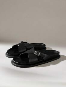 Solecia Ladies Fashion Black Comfortable Flat Boken Beach Sandals - Black - View 7