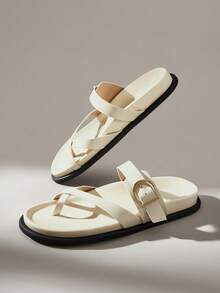 Solecia Women's New Flat Sandals, Slip-On Flip-Flops, Comfortable And Casual. - Milk tea color - View 6