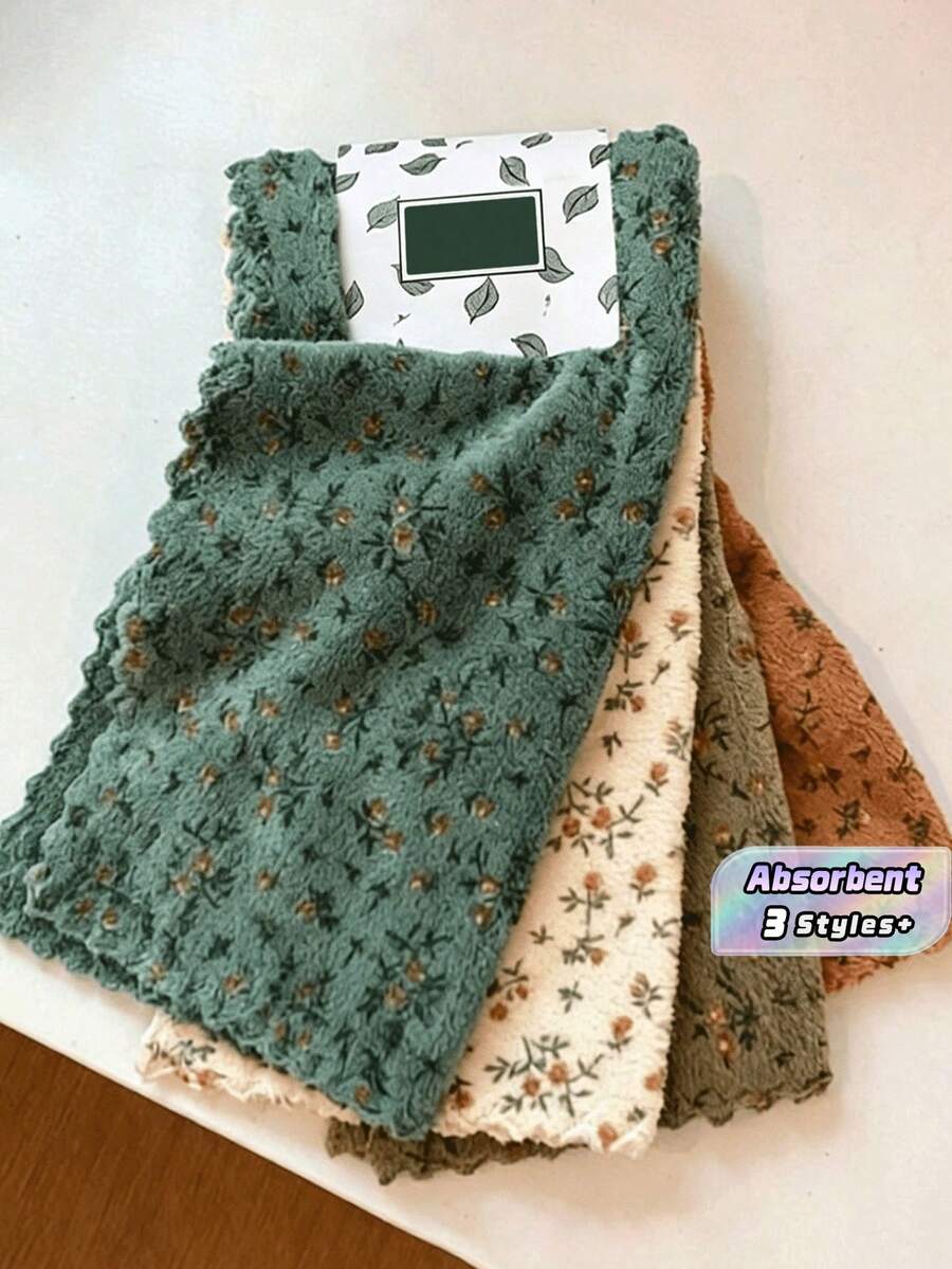 1/4/6pcs Floral Pattern Cleaning Cloths, Quick-Dry Cleaning Cloth ...