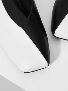 MOTF WOMEN'S NEW RETRO FASHION V-CUT SQUARE TOE FLAT SANDALS, BLACK AND WHITE VERSATILE CASUAL, LIGHT, COMFORTABLE, ELEGANT AND ADVANCED SHOES - Black and White - View 8