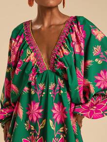 Travachic Vestido mini holgado casual de vacaciones talla grande 2026, - Azul - Ver 2