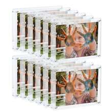 Acrylic Refrigerator Magnetic Photo Frame, Transparent Double-Sided Magnet Frame For 2.36 X 3.54 Inch Photos - White - View 3