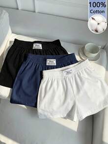 Comfortcana 100%純棉女款純色短褲，3件套，適合夏季與秋季 - 彩色 - 查看 5