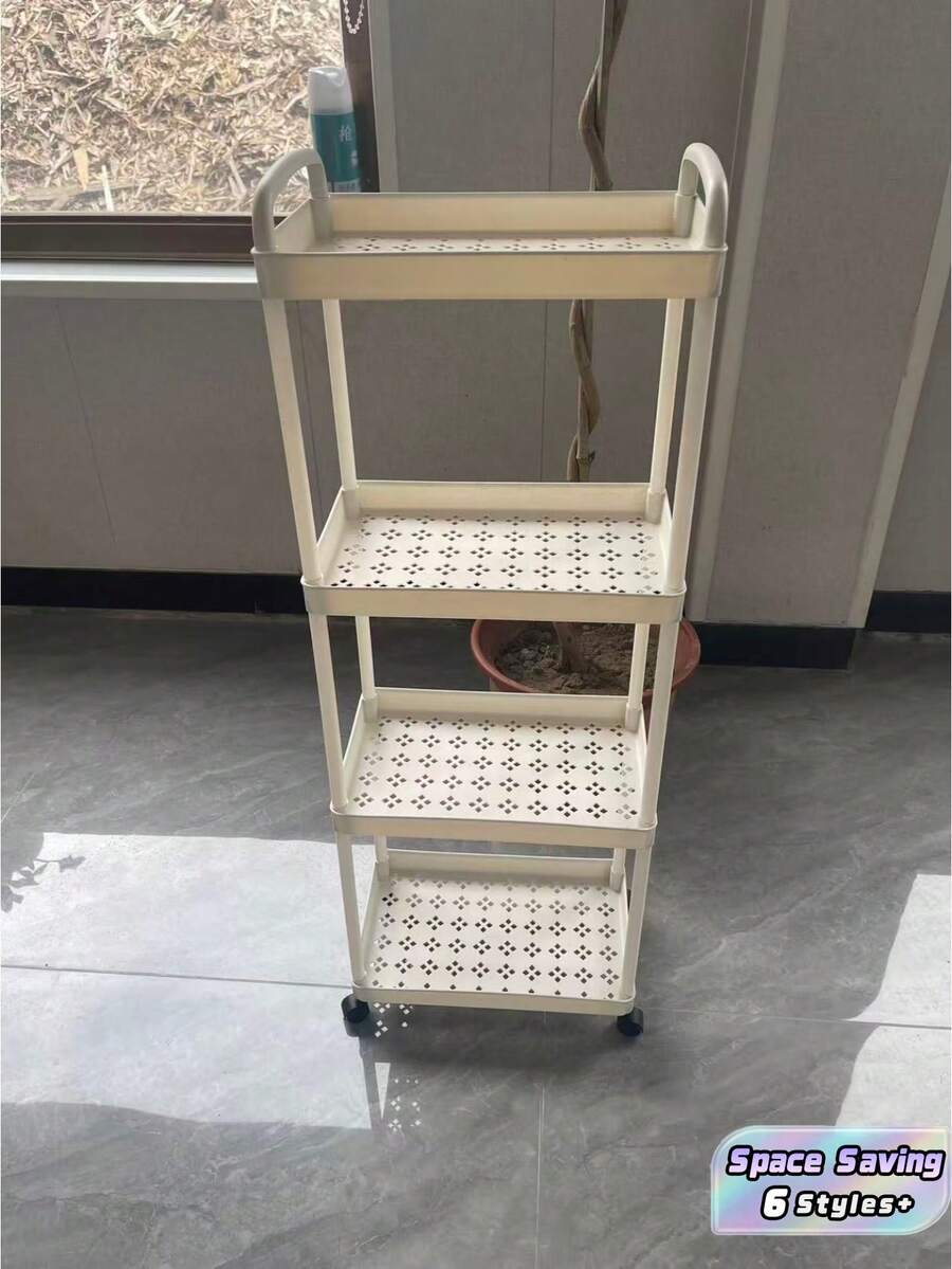 1件多層堅固易滾動可拆卸式移動置物架 節省空間 多功能 白色/黑色 簡約平面設計 收納推車 適用廚房 浴室 臥室 辦公室 車庫 - 多色 - 查看 1