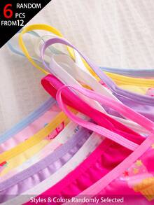 SHEIN Genkimix Kids 6件隨機混款可愛甜點、甜甜圈、女孩、冰淇淋、蛋糕印花舒適細肩帶背心上衣 - 彩色 - 查看 4