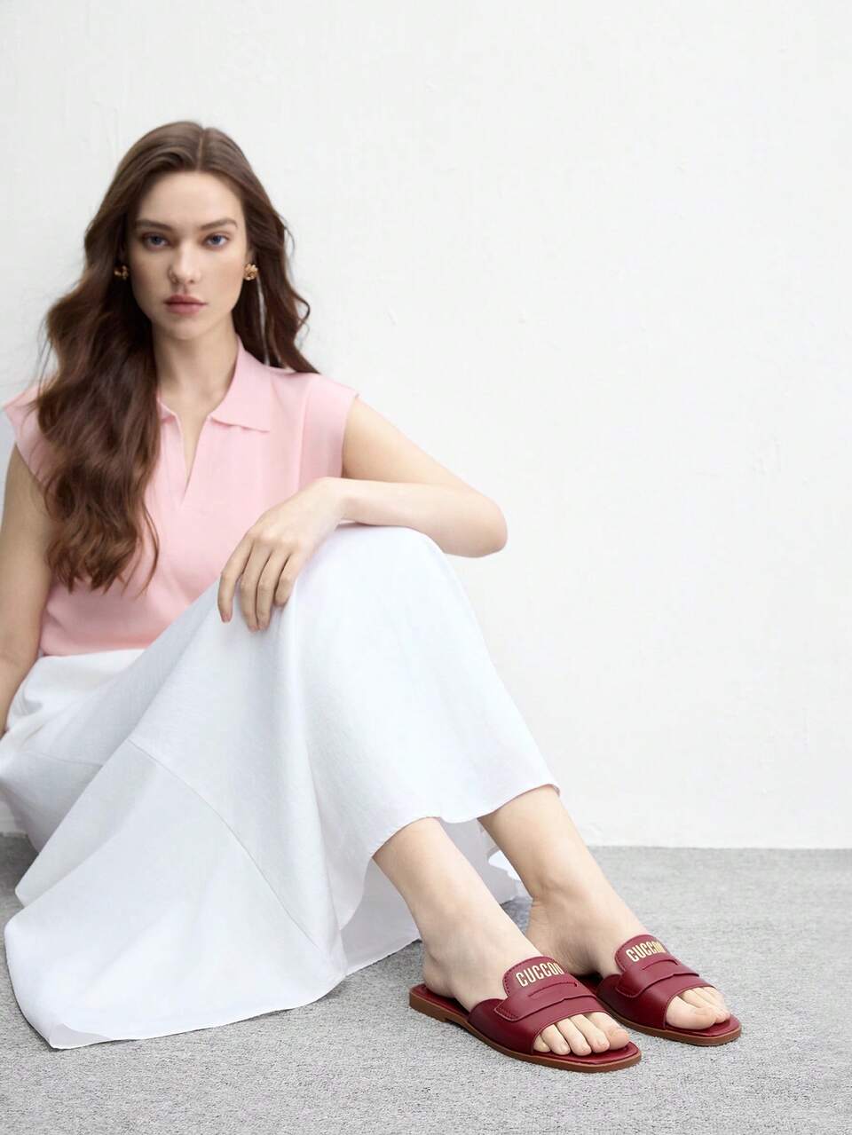 CUCCOO BIZCHIC Summer New Burgundy Beach Vacation Casual Ladies Flat Sandals