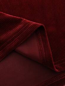 LUMIGAL Burgundy Vintage Romantic Velvet Contrast Lace Design Blouse, Autumn New Long Sleeve Flare Sleeve Elegant Top - Burgundy - View 4
