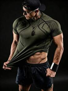 Men's Colorblock Casual Versatile Daily Wear Sports T-Shirt - MultiWarna - View 1