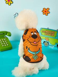 SCOOBY-DOO X PETSIN 2件裝棕色小狗花朵與汽車印花寵物上衣，超柔軟親膚面料，透氣輕盈，有助減少掉毛，讓您的寵物在日常穿著或戶外玩耍時保持涼爽舒適 - 彩色 - 查看 2