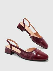 CUCCOO BIZCHIC Women's Pointed Toe Block Heel Colorblock Pumps, Spring/Summer - Rose Red - View 5