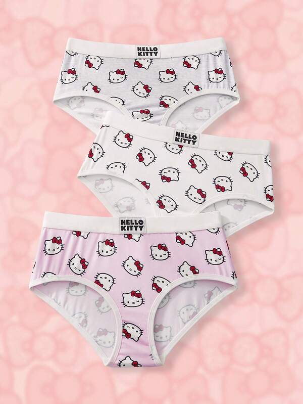 HELLO KITTY AND FRIENDS | SHEIN 女士卡通印花弹力腰休闲三角裤