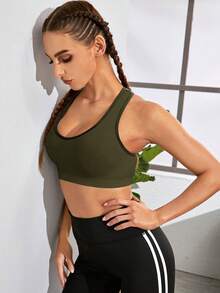Powerista 女款素色休閒日常運動內衣 - 棕色 - 查看 5