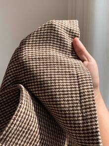 Comfortcana Jaket Trench Coat Kasual Kancing Ganda Motif Houndstooth untuk Wanita - MultiWarna - View 8