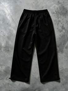 Sport MetroGents Men's Letter Print Contrast Color Drawstring Waist Sports Pants - Black - View 2