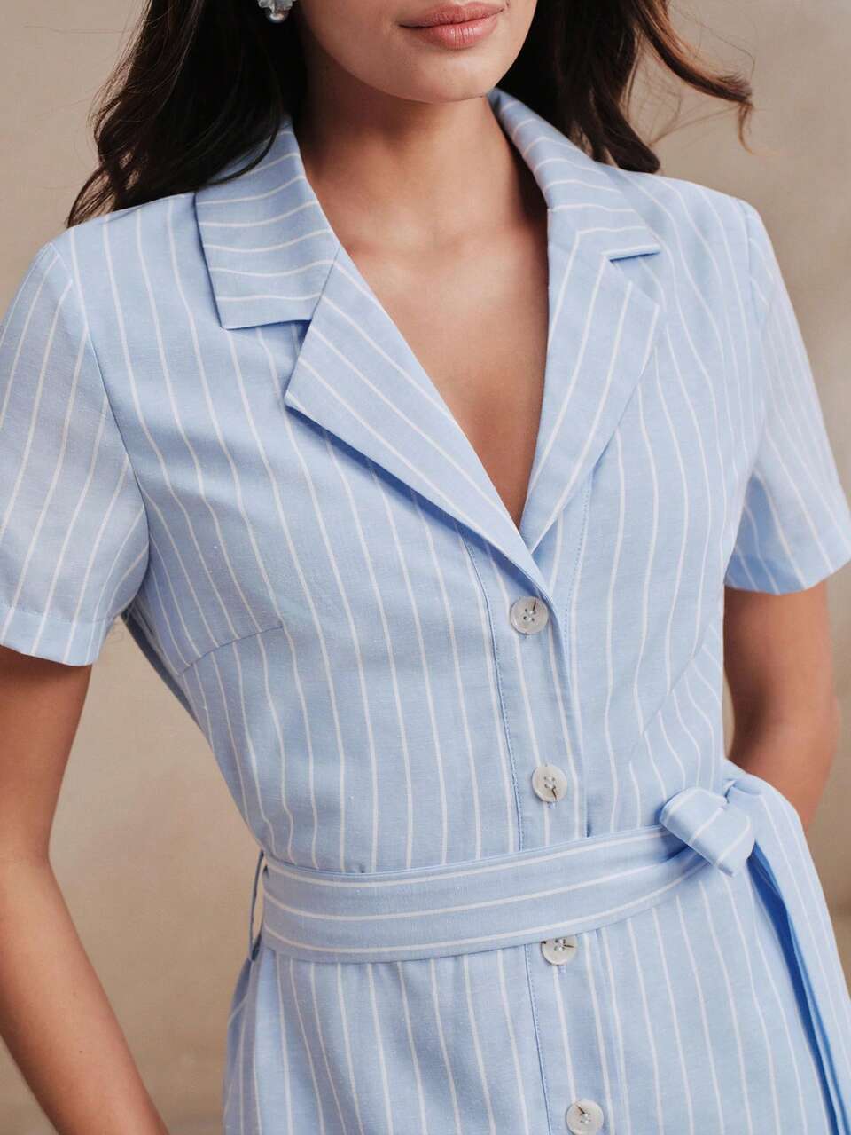 Anewsta Spring/Summer New Elegant Fashion Casual Versatile Outing Professional Date Commute Vacation Holiday Linen Short Sleeve Women's Dress