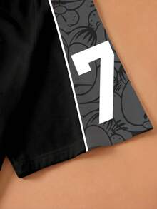 GARFIELD | SHEIN Men's Cartoon Print Patchwork Raglan T-Shirt - White - View 4