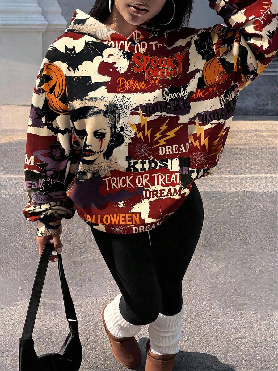 Slaydiva Women's Full Print Hooded Sweatshirt - Multicolor - View 1